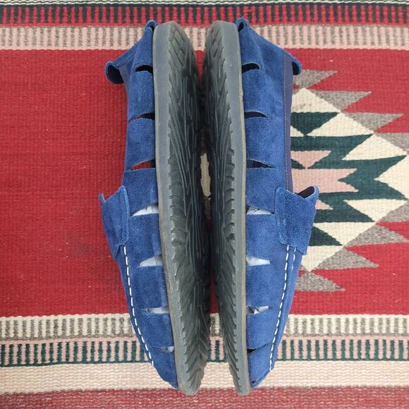 Saks Fifth Avenue Brewster Loafers Driving Shoe Mens 10 Blue Suede Preppy‎ Italy - Picture 5 of 9